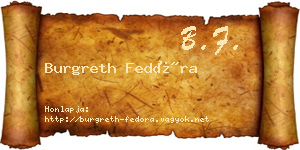Burgreth Fedóra névjegykártya